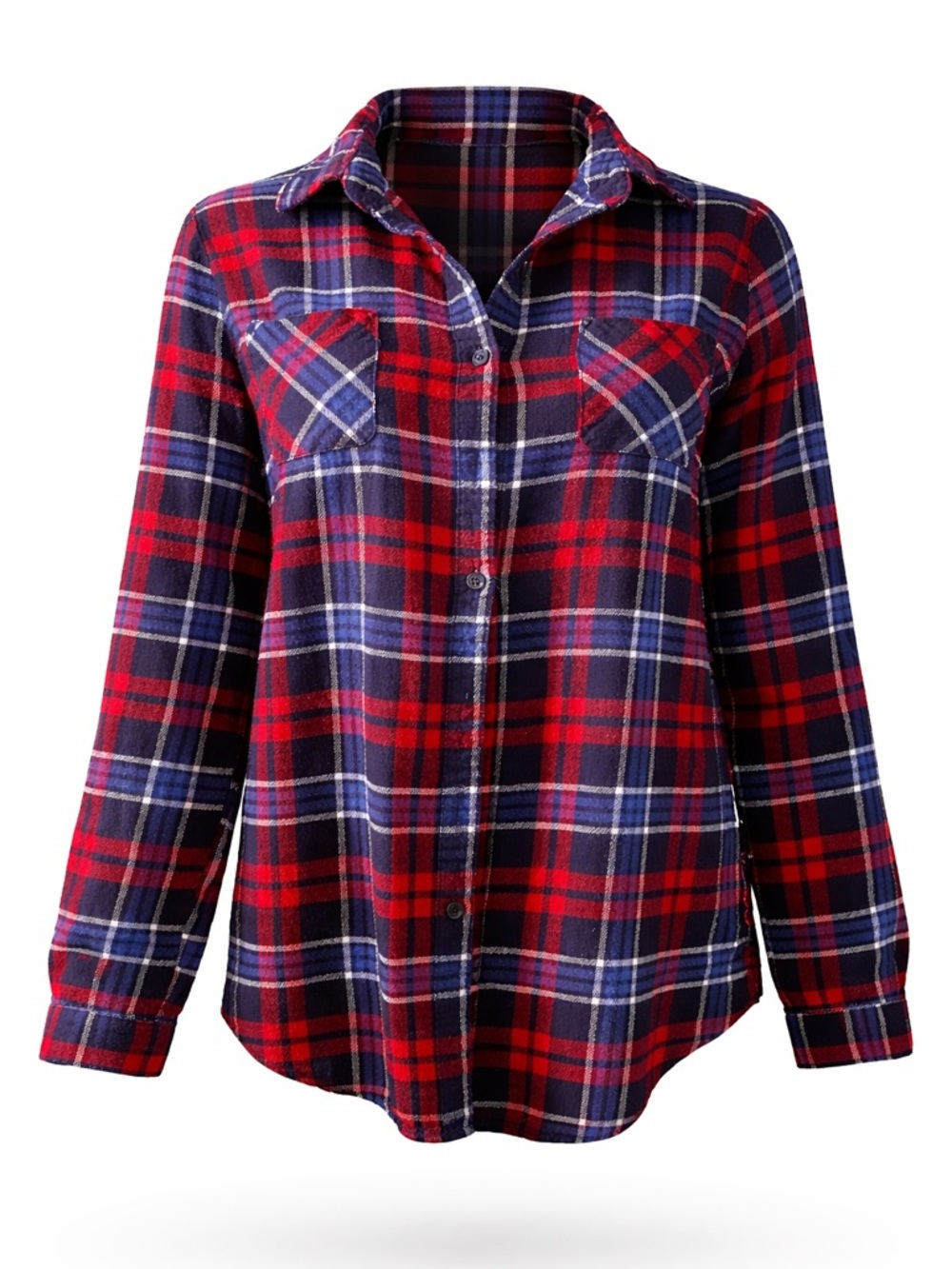 ✨ Plaid Flannel Button-Up 🔥 Red/Navy | Cozy Chic | Size L (Fits M)